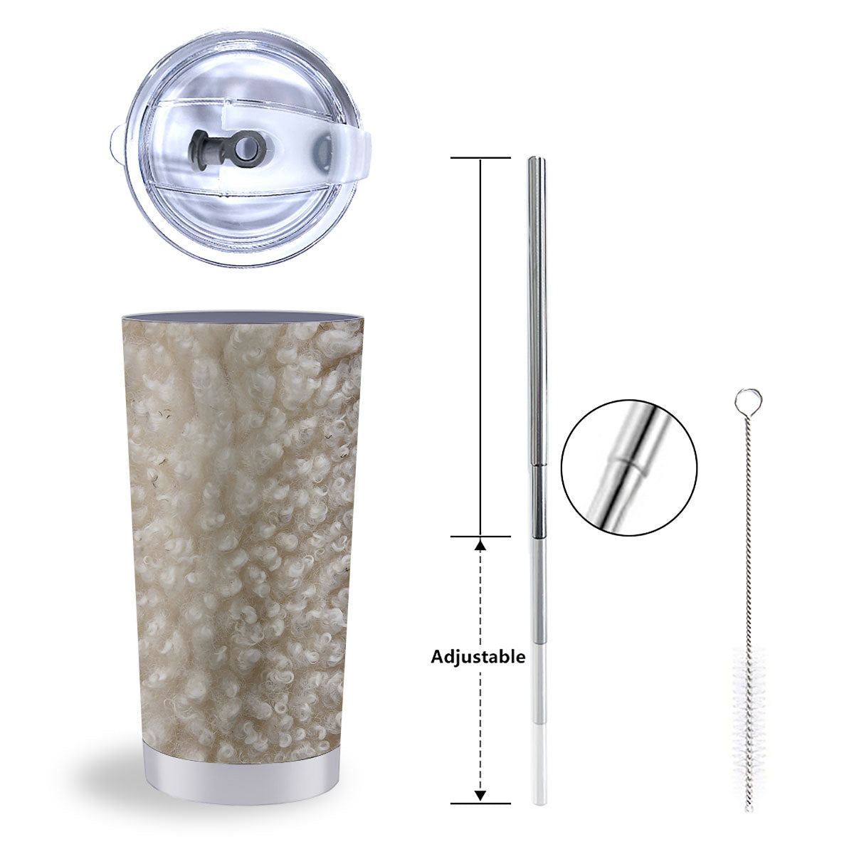 Texture Fur Sheep Print Tumbler-grizzshop