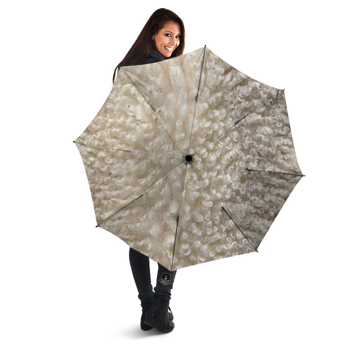 Texture Fur Sheep Print Umbrella-grizzshop