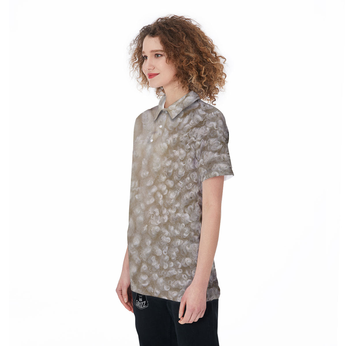 Texture Fur Sheep Print Women's Golf Shirts-grizzshop