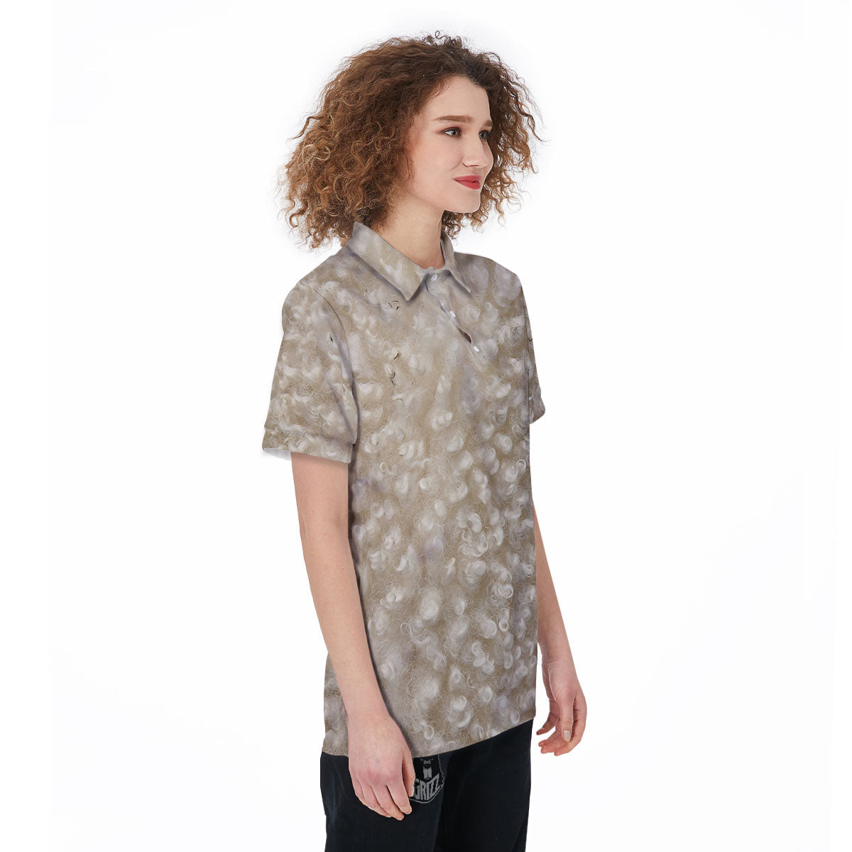 Texture Fur Sheep Print Women's Golf Shirts-grizzshop