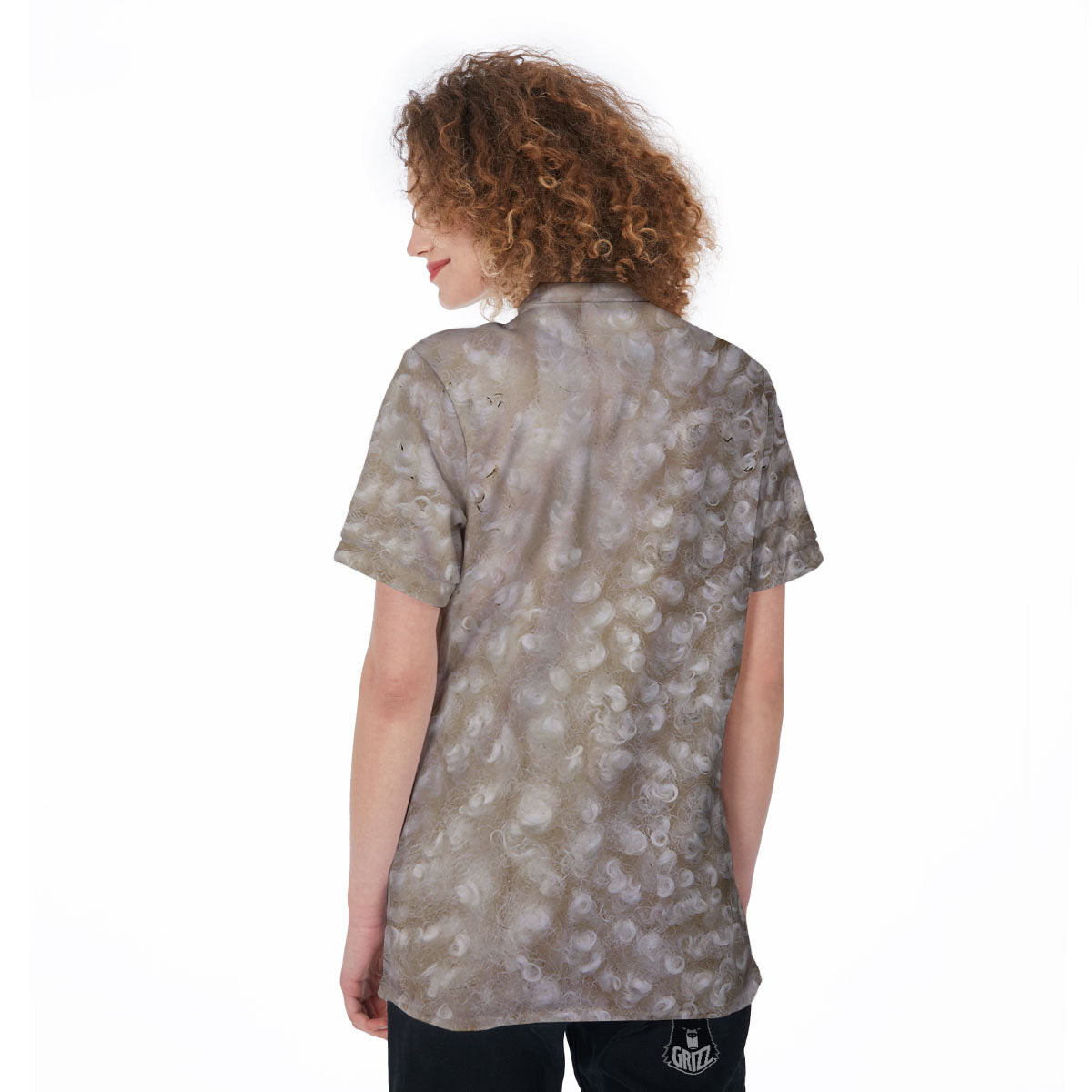 Texture Fur Sheep Print Women's Golf Shirts-grizzshop