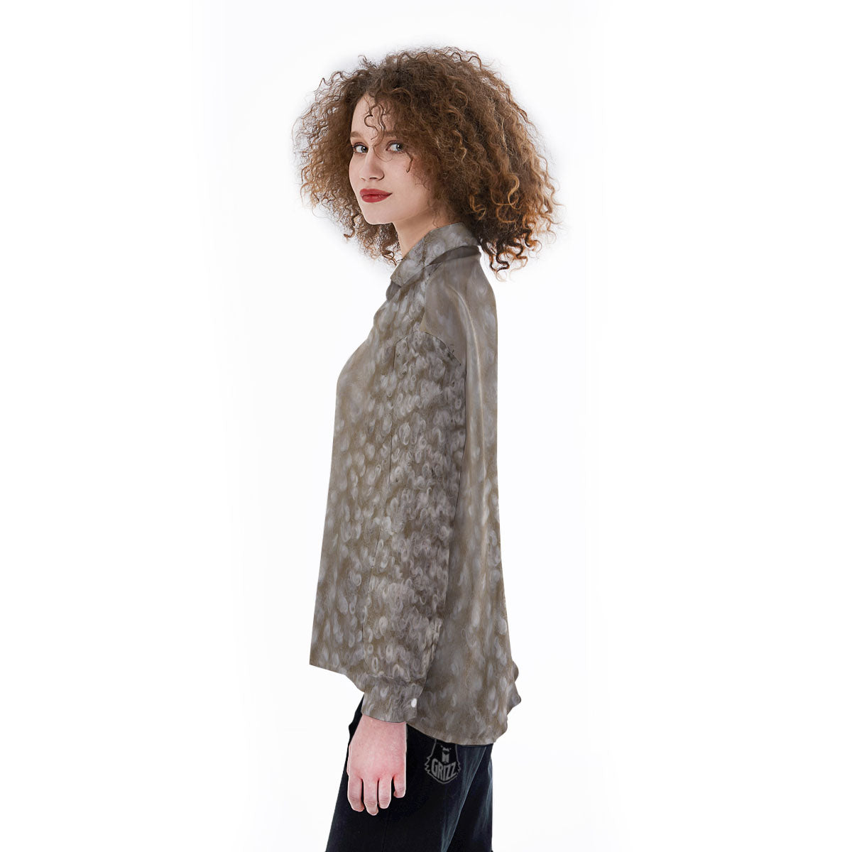 Texture Fur Sheep Print Women's Long Sleeve Shirts-grizzshop