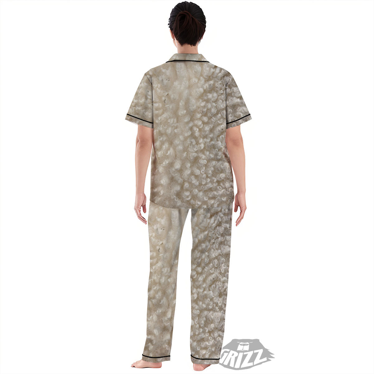 Texture Fur Sheep Print Women's Pajamas Set-grizzshop