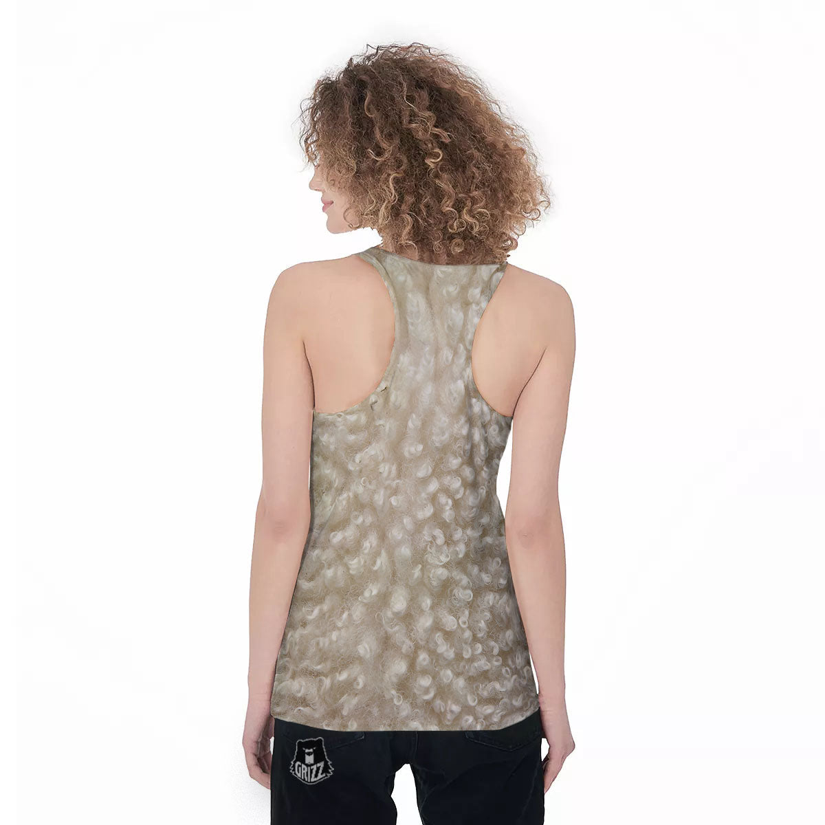 Texture Fur Sheep Print Women's Racerback Tank Top-grizzshop