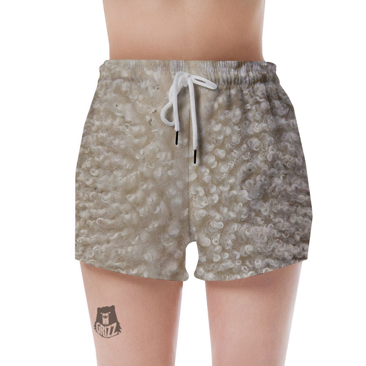 Texture Fur Sheep Print Women's Shorts-grizzshop