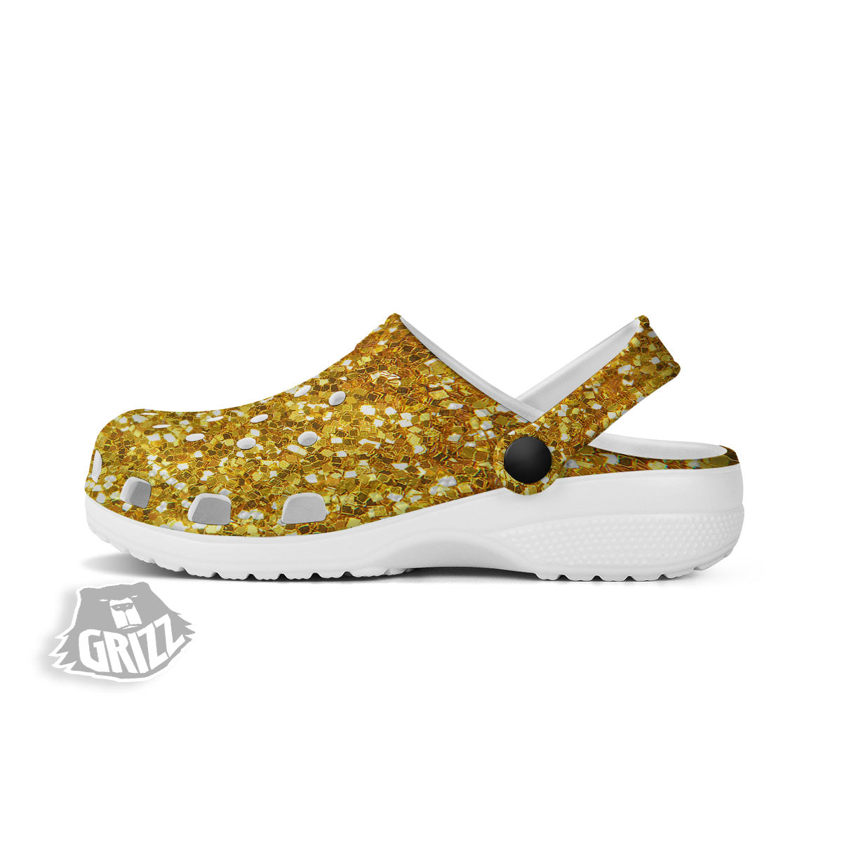 Texture Glitter Gold Print Clog-grizzshop