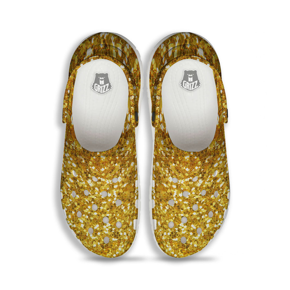 Texture Glitter Gold Print Clog-grizzshop