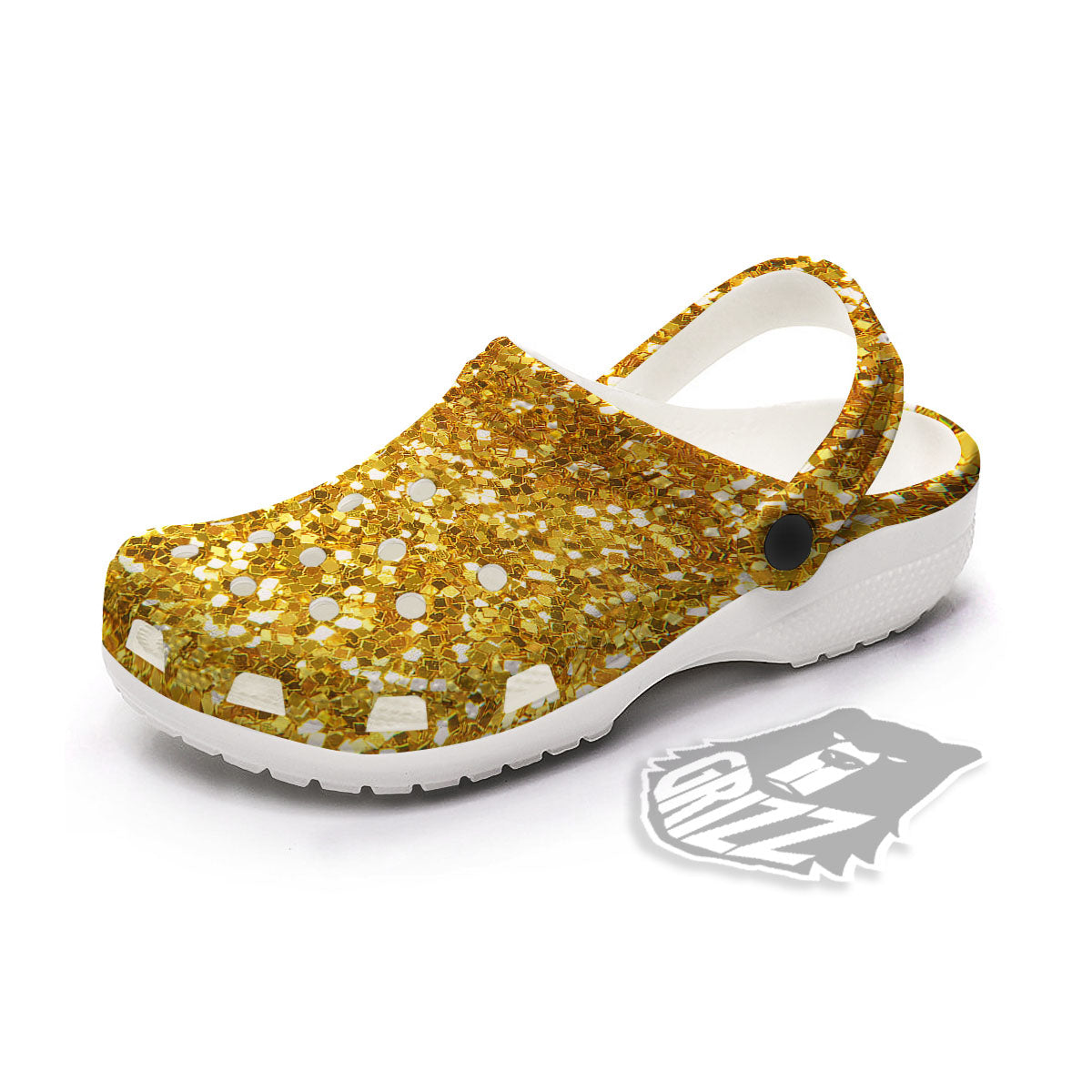 Texture Glitter Gold Print Clog-grizzshop