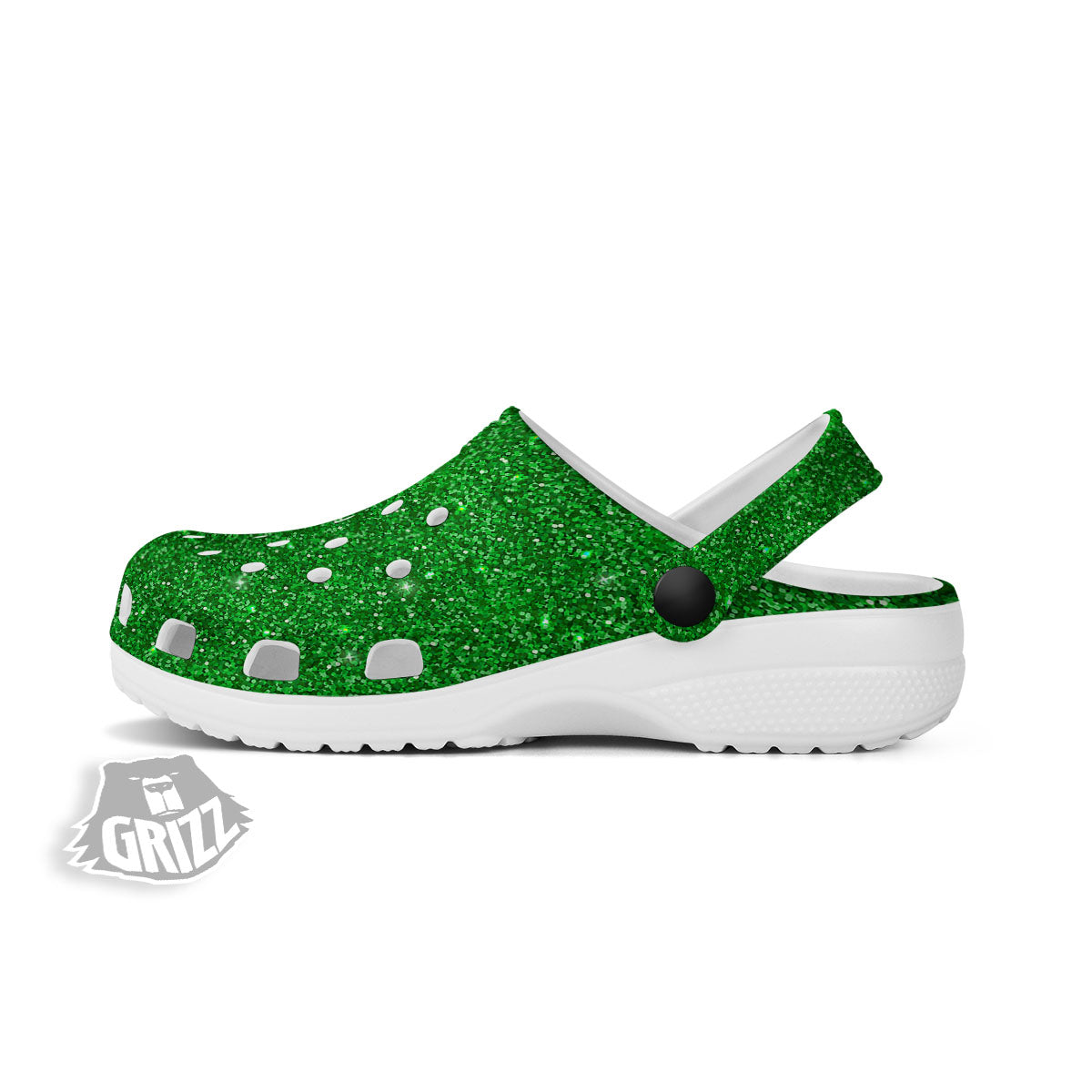Texture Glitter Green Print Clog-grizzshop