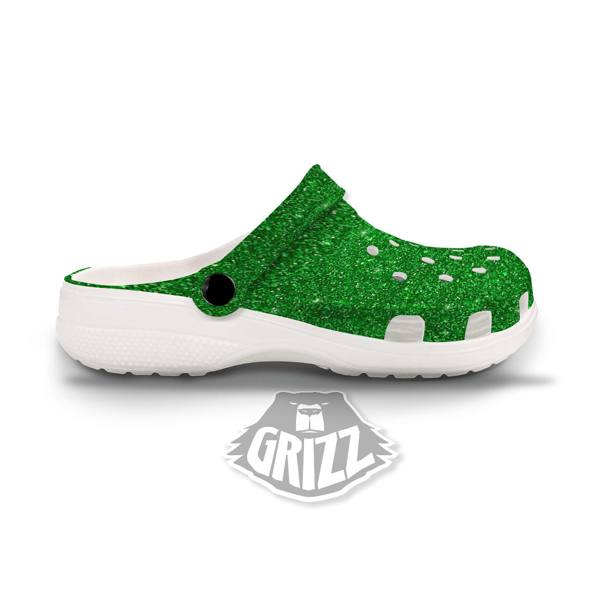 Texture Glitter Green Print Clog-grizzshop