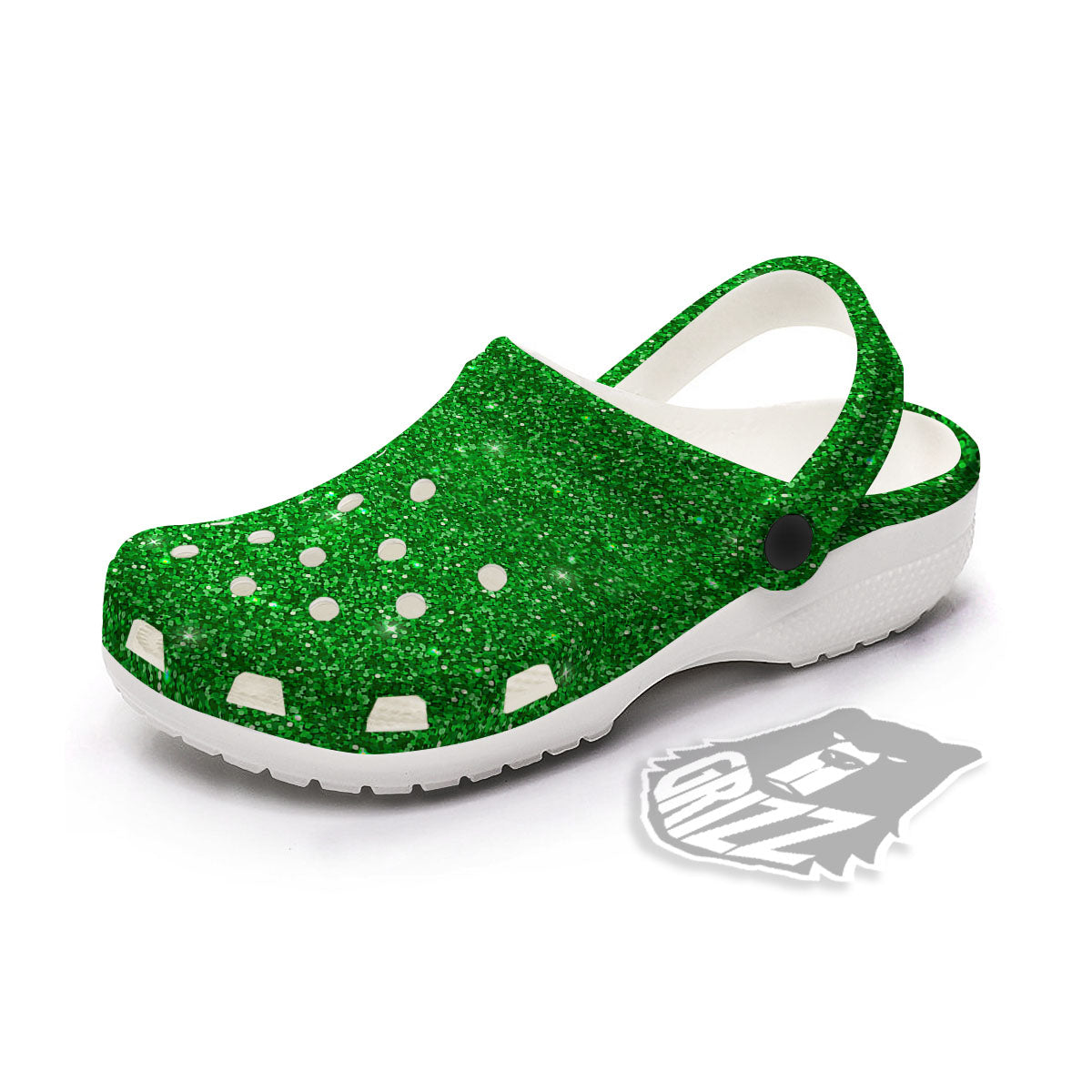 Texture Glitter Green Print Clog-grizzshop
