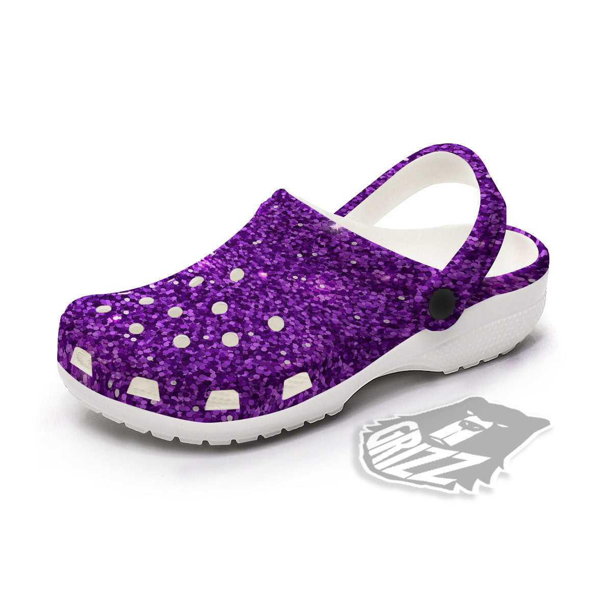 Texture Glitter Purple Print Clog-grizzshop