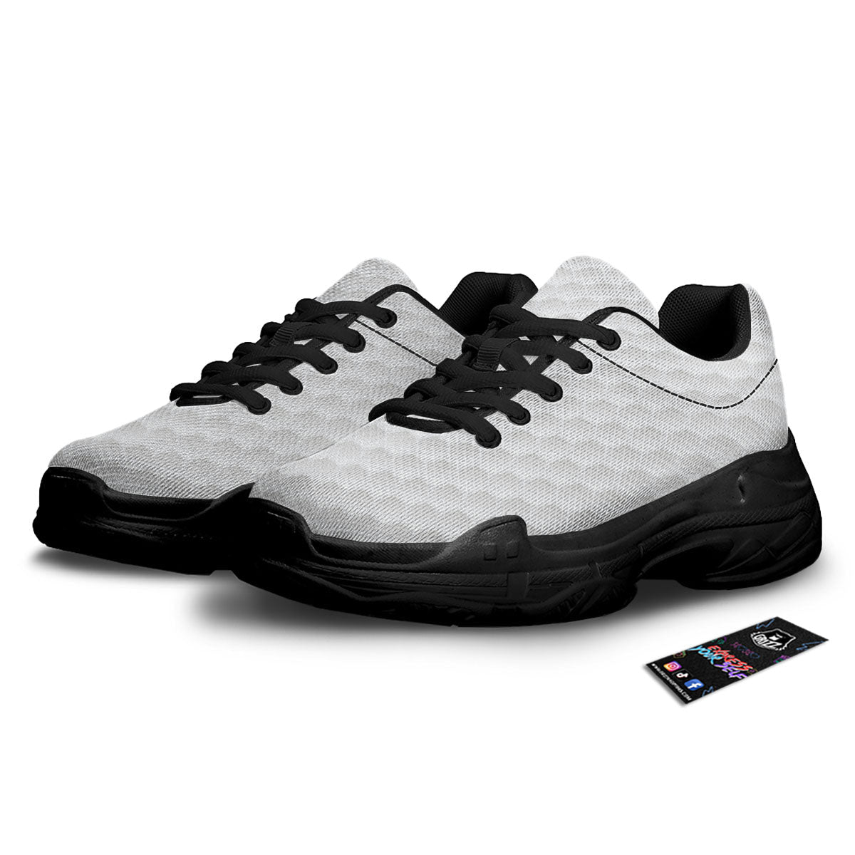 Texture Golf Ball Print Black Chunky Shoes-grizzshop
