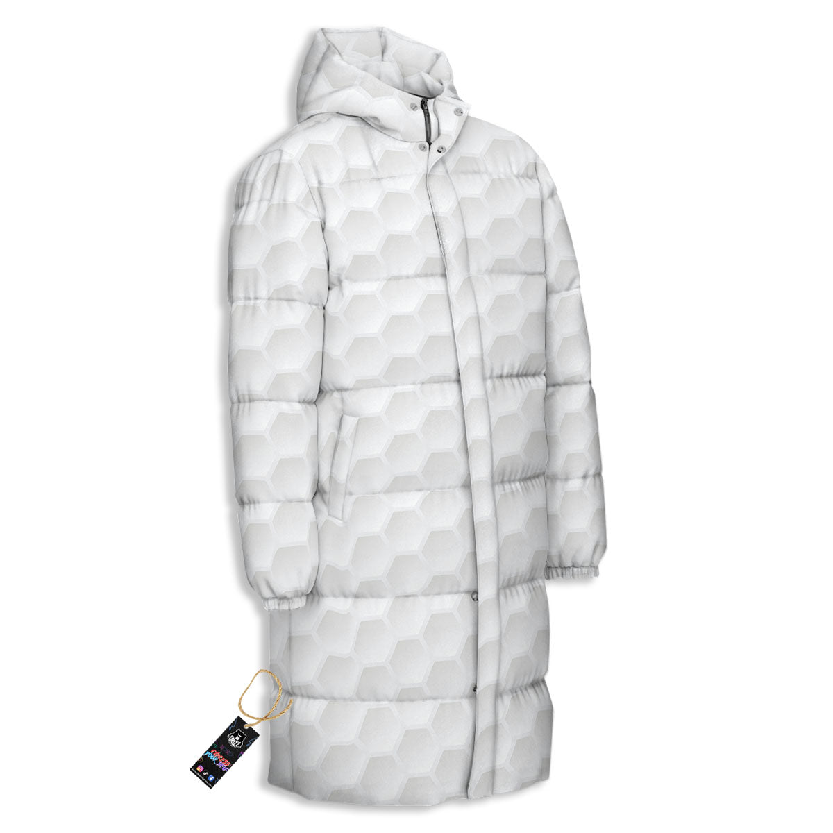 Texture Golf Ball Print Long Down Jacket-grizzshop
