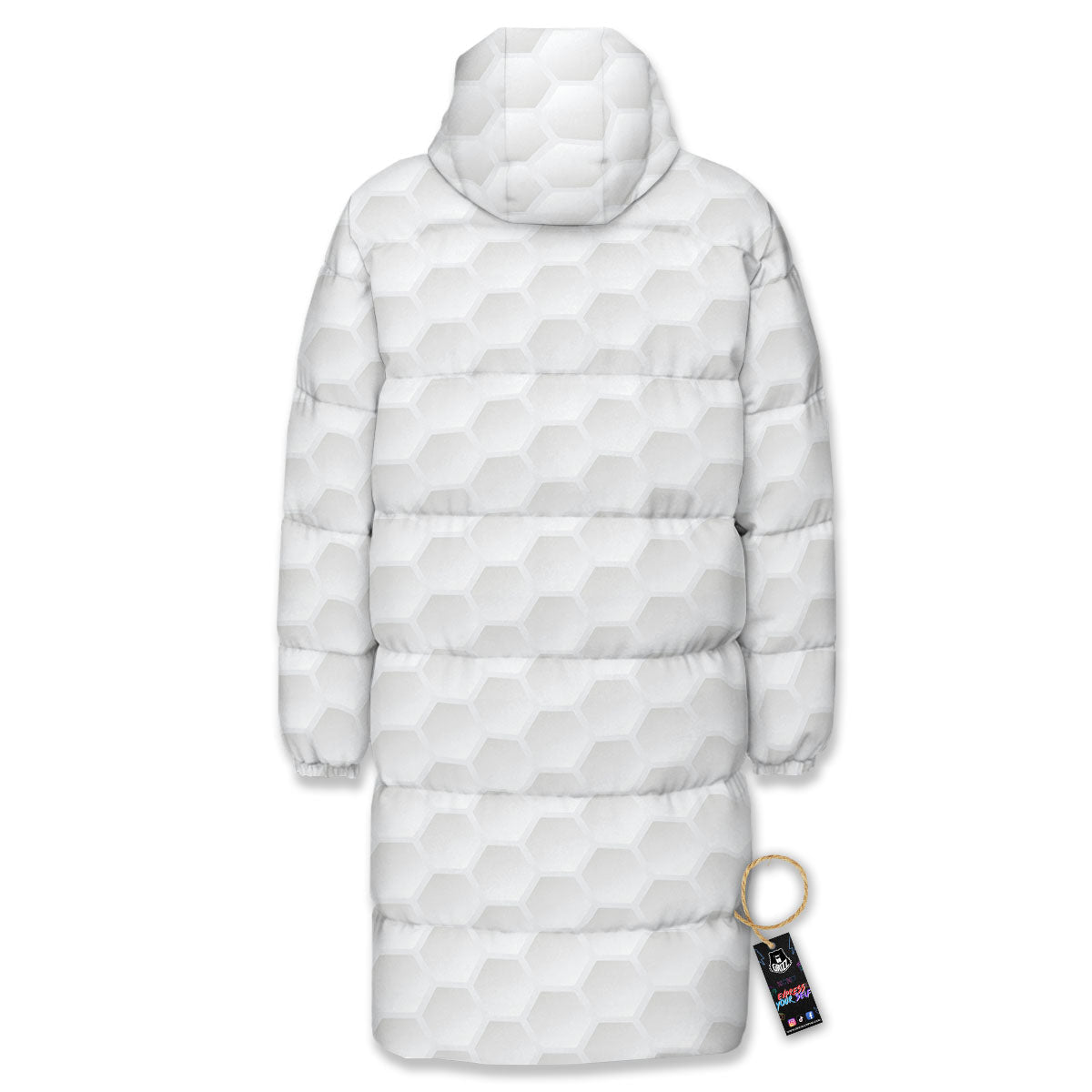 Texture Golf Ball Print Long Down Jacket-grizzshop