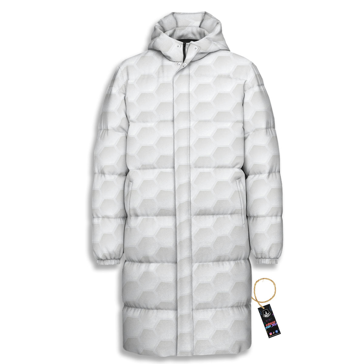 Texture Golf Ball Print Long Down Jacket-grizzshop