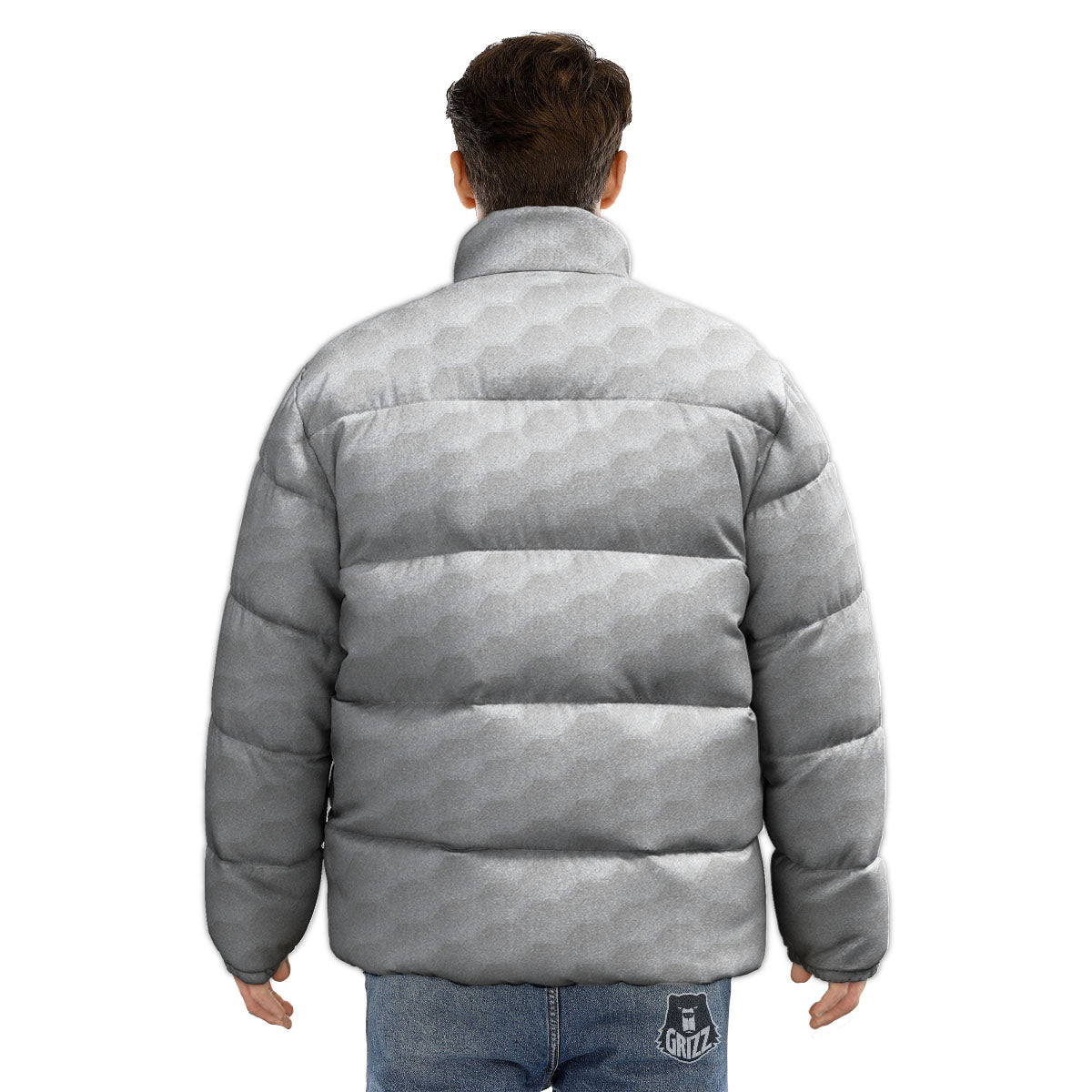 Texture Golf Ball Print Puffer Jacket-grizzshop
