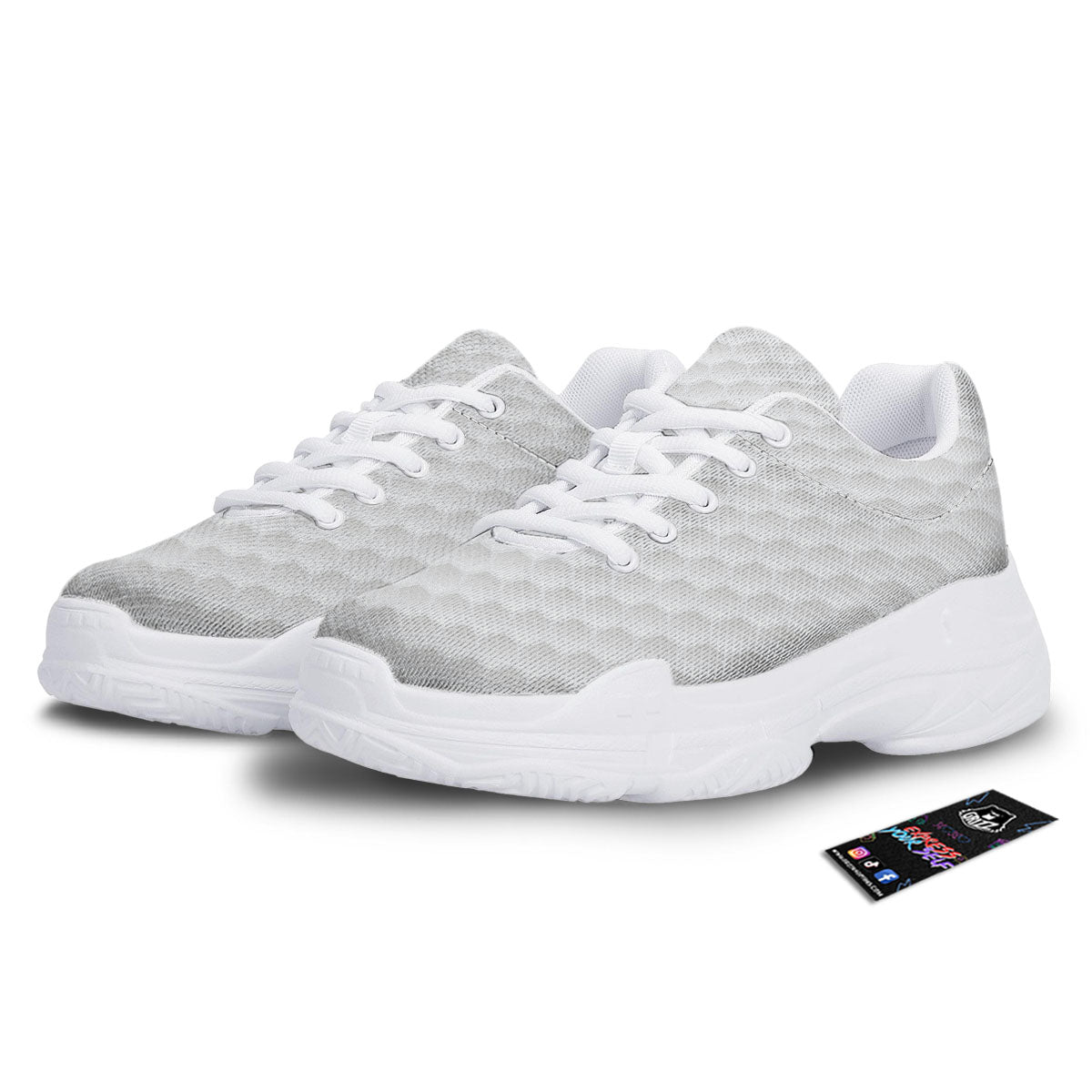 Texture Golf Ball Print White Chunky Shoes-grizzshop
