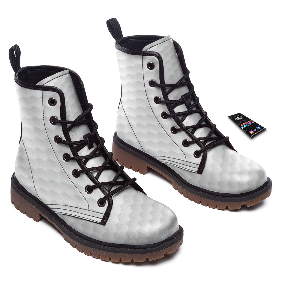 Texture Golf Ball Print Work Boots-grizzshop