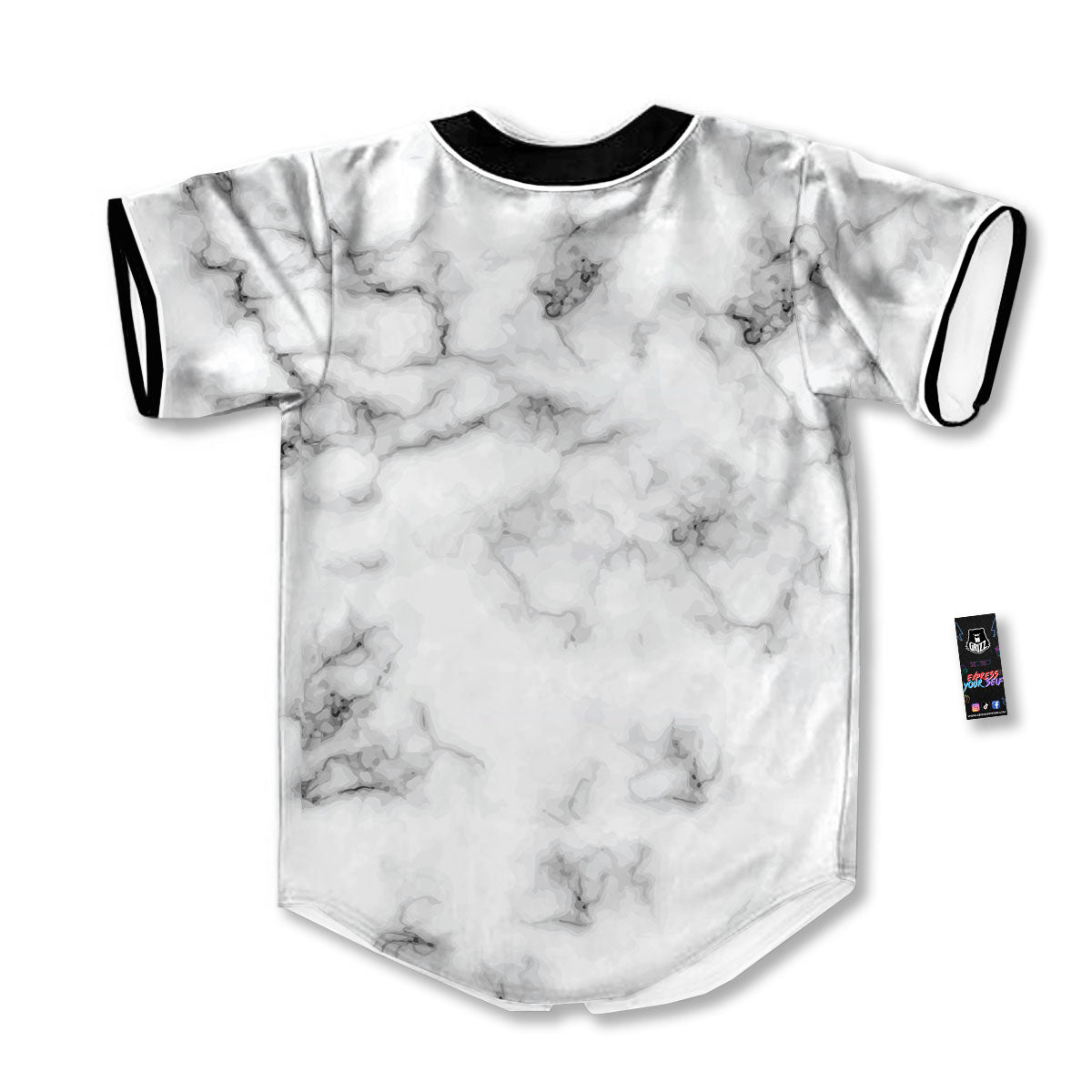 Texture Grey Marble Print Baseball Jersey-grizzshop
