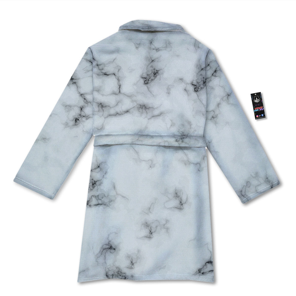 Texture Grey Marble Print Bathrobe-grizzshop
