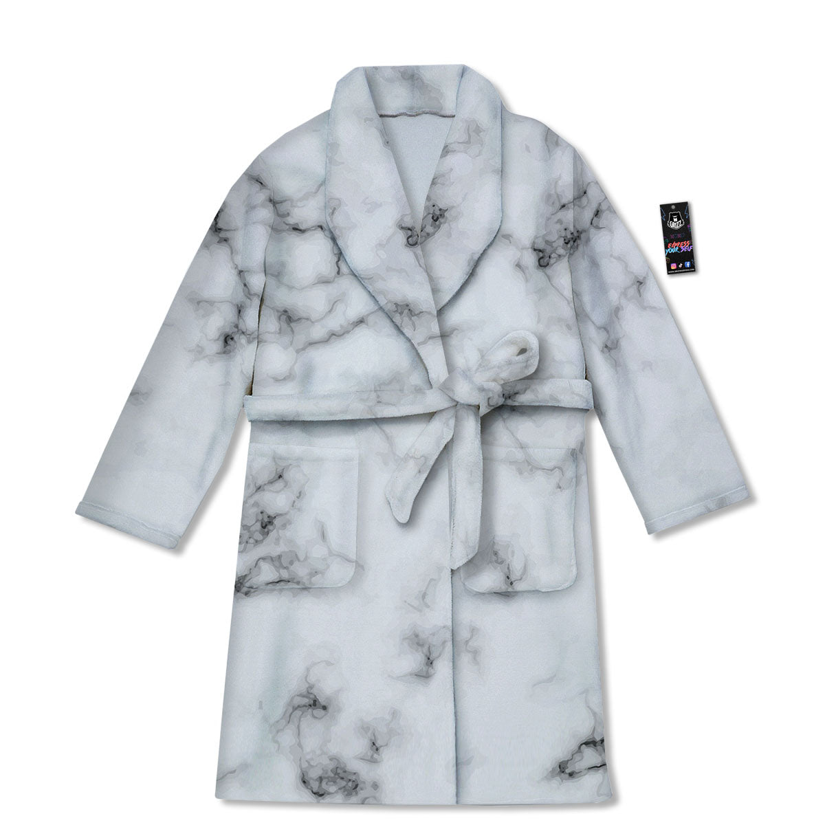 Texture Grey Marble Print Bathrobe-grizzshop