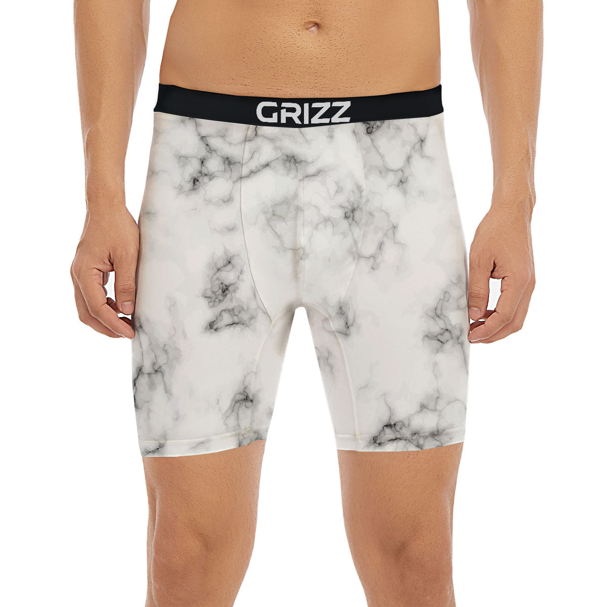 Texture Grey Marble Print Boxer Briefs-grizzshop