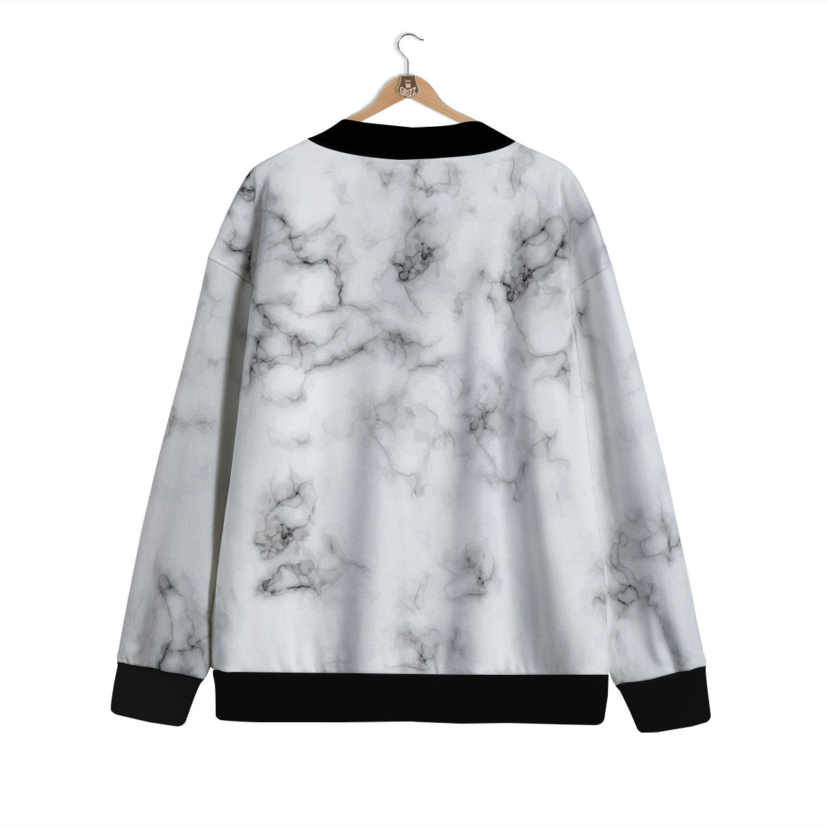 Texture Grey Marble Print Cardigan-grizzshop
