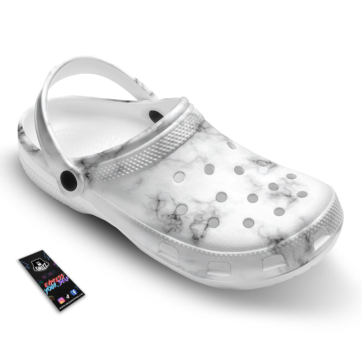 Texture Grey Marble Print Clog-grizzshop