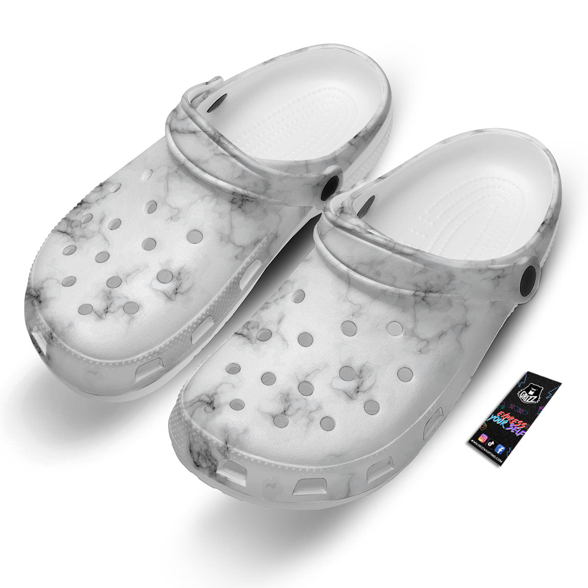 Texture Grey Marble Print Clog-grizzshop