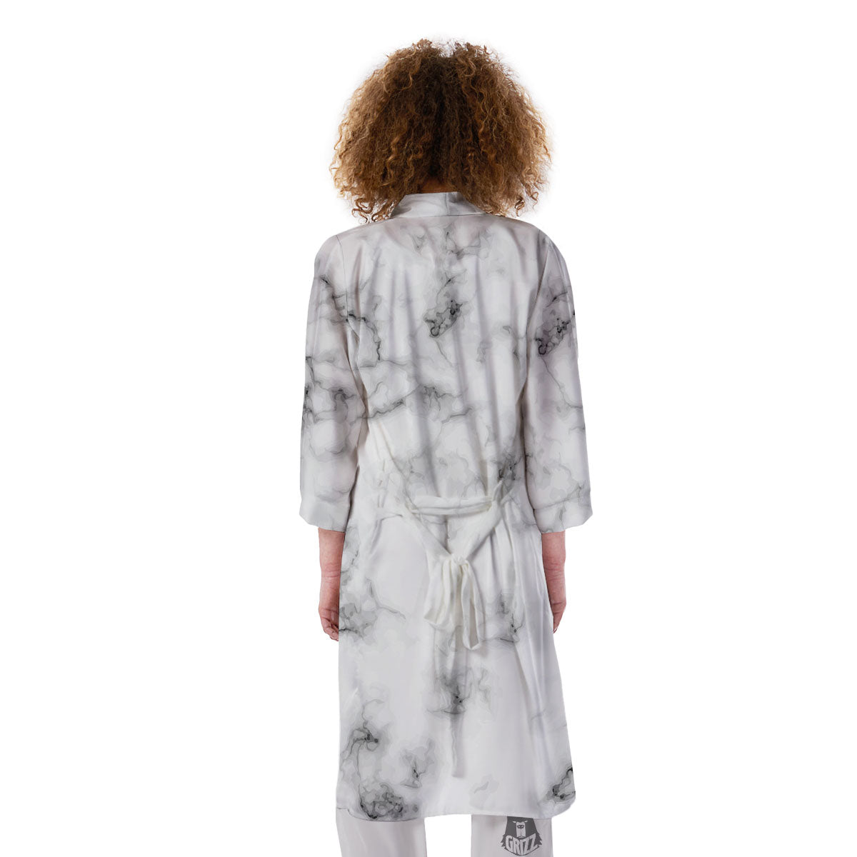 Texture Grey Marble Print Kimono-grizzshop
