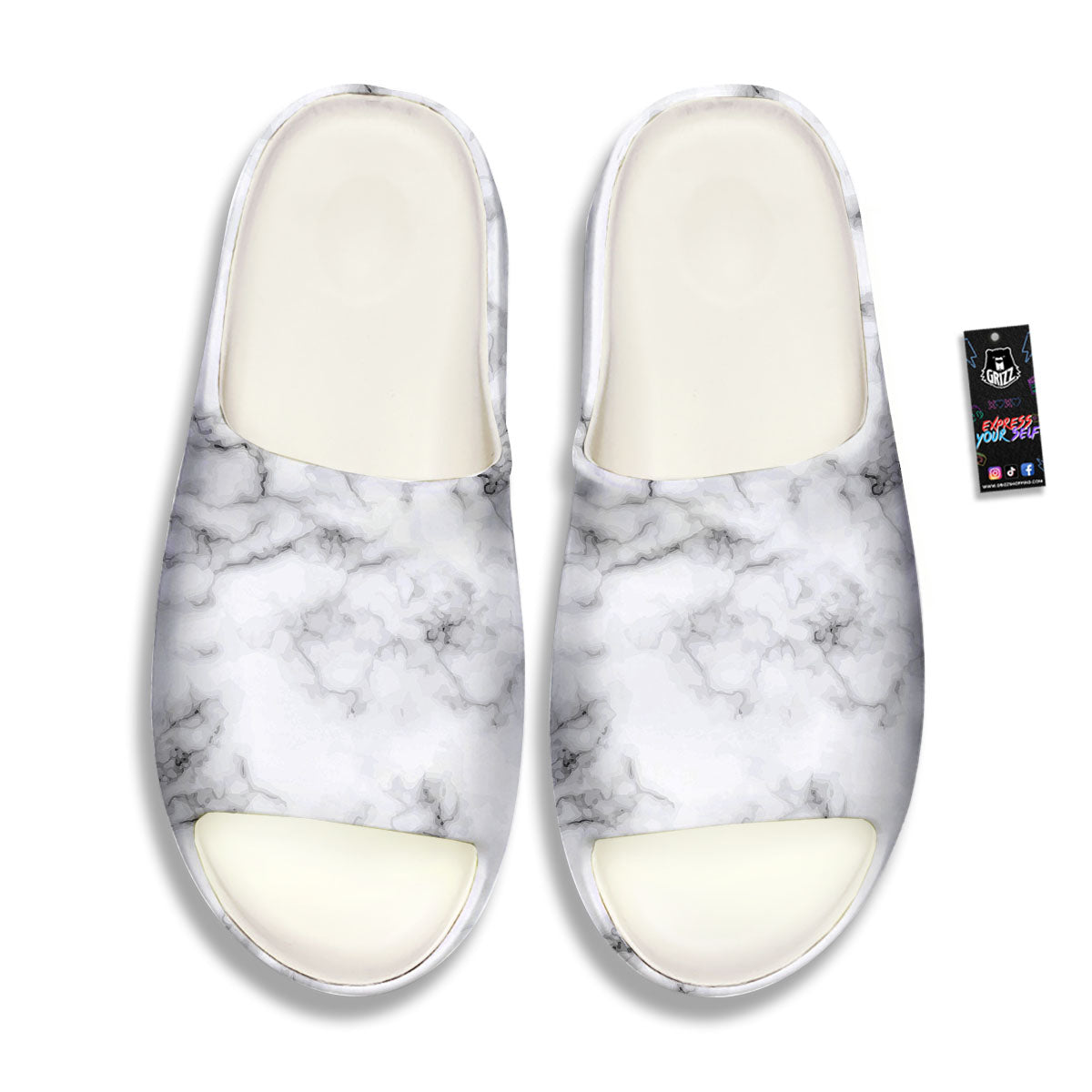 Texture Grey Marble Print Sandals-grizzshop