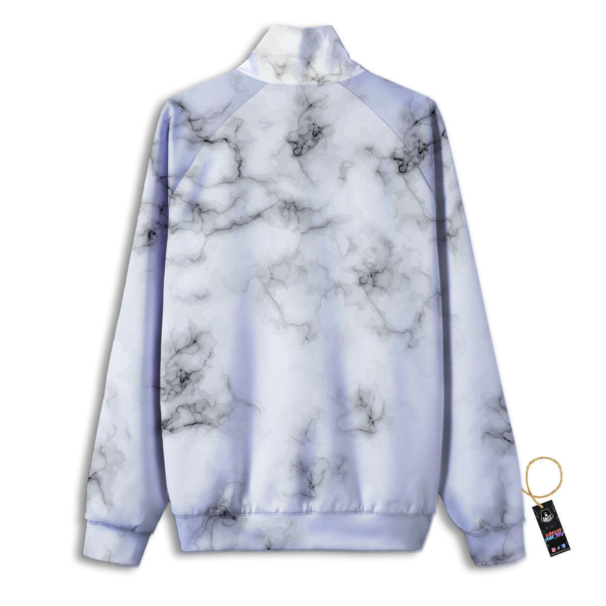 Texture Grey Marble Print Track Jacket-grizzshop