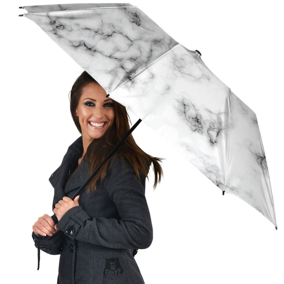 Texture Grey Marble Print Umbrella-grizzshop