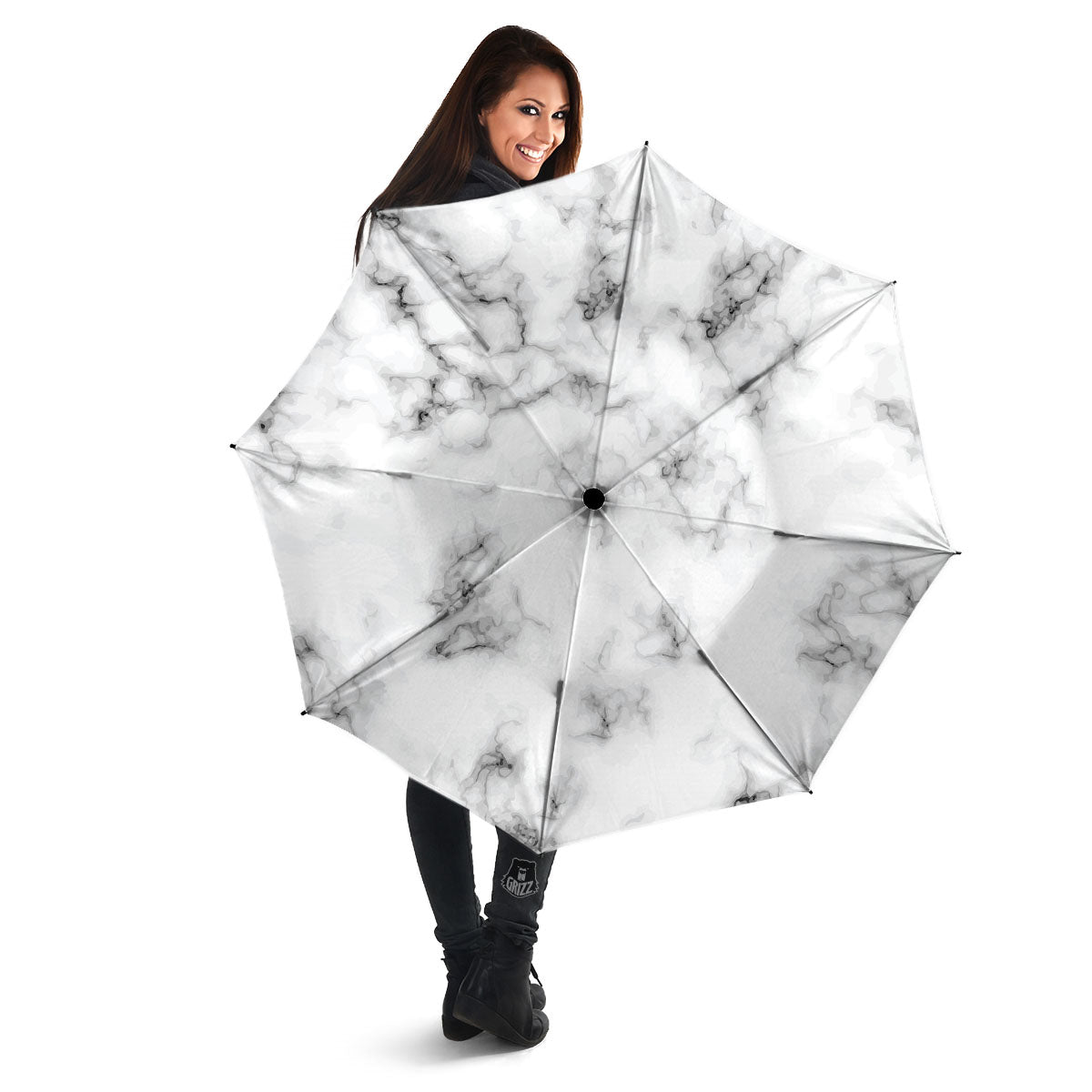 Texture Grey Marble Print Umbrella-grizzshop