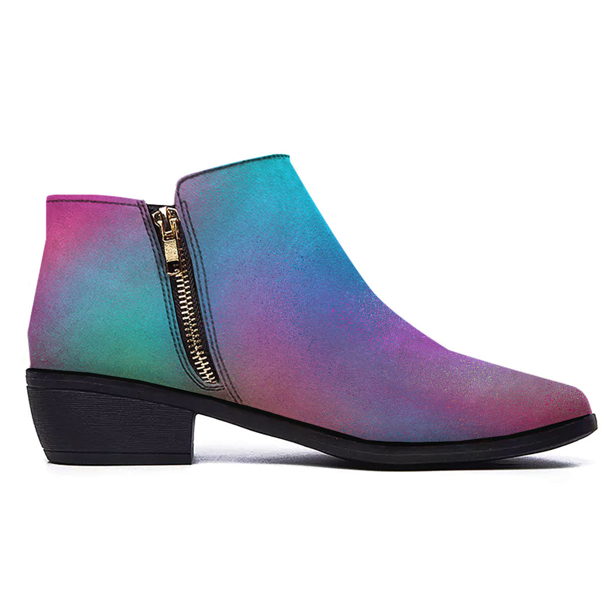 Texture Holographic Print Ankle Boots-grizzshop