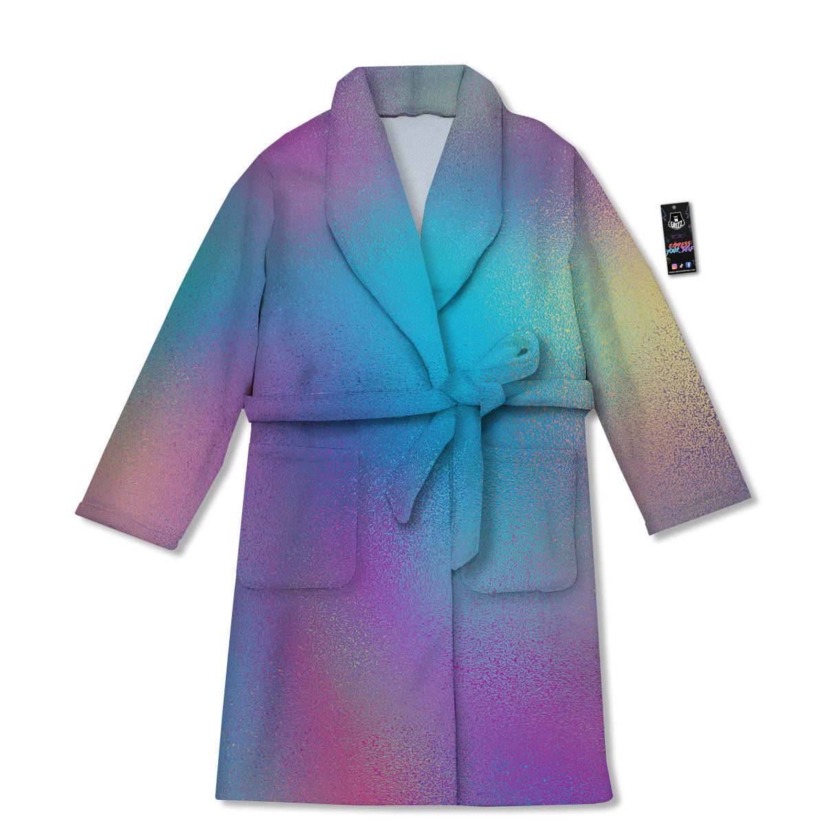 Texture Holographic Print Bathrobe-grizzshop