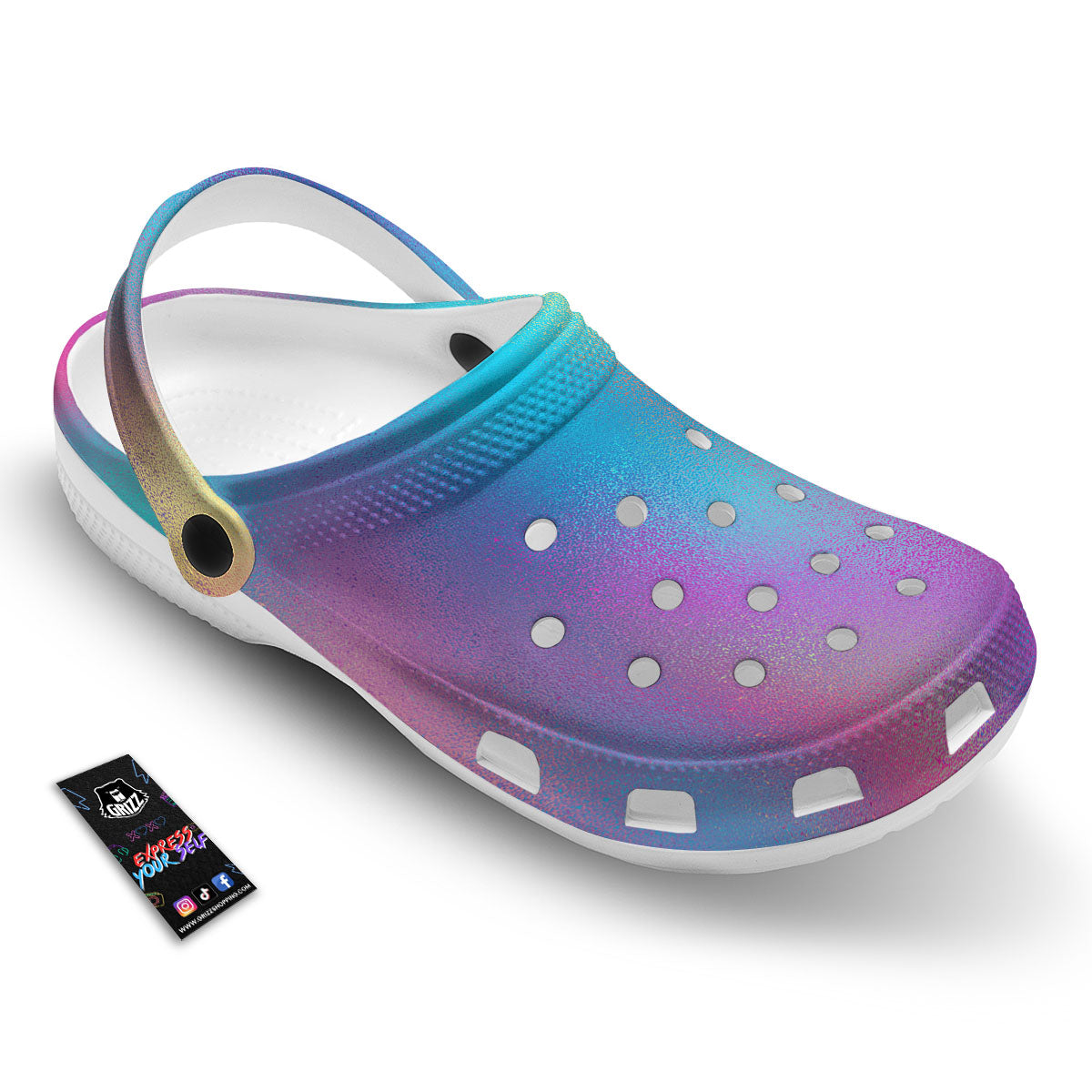 Texture Holographic Print Clog-grizzshop