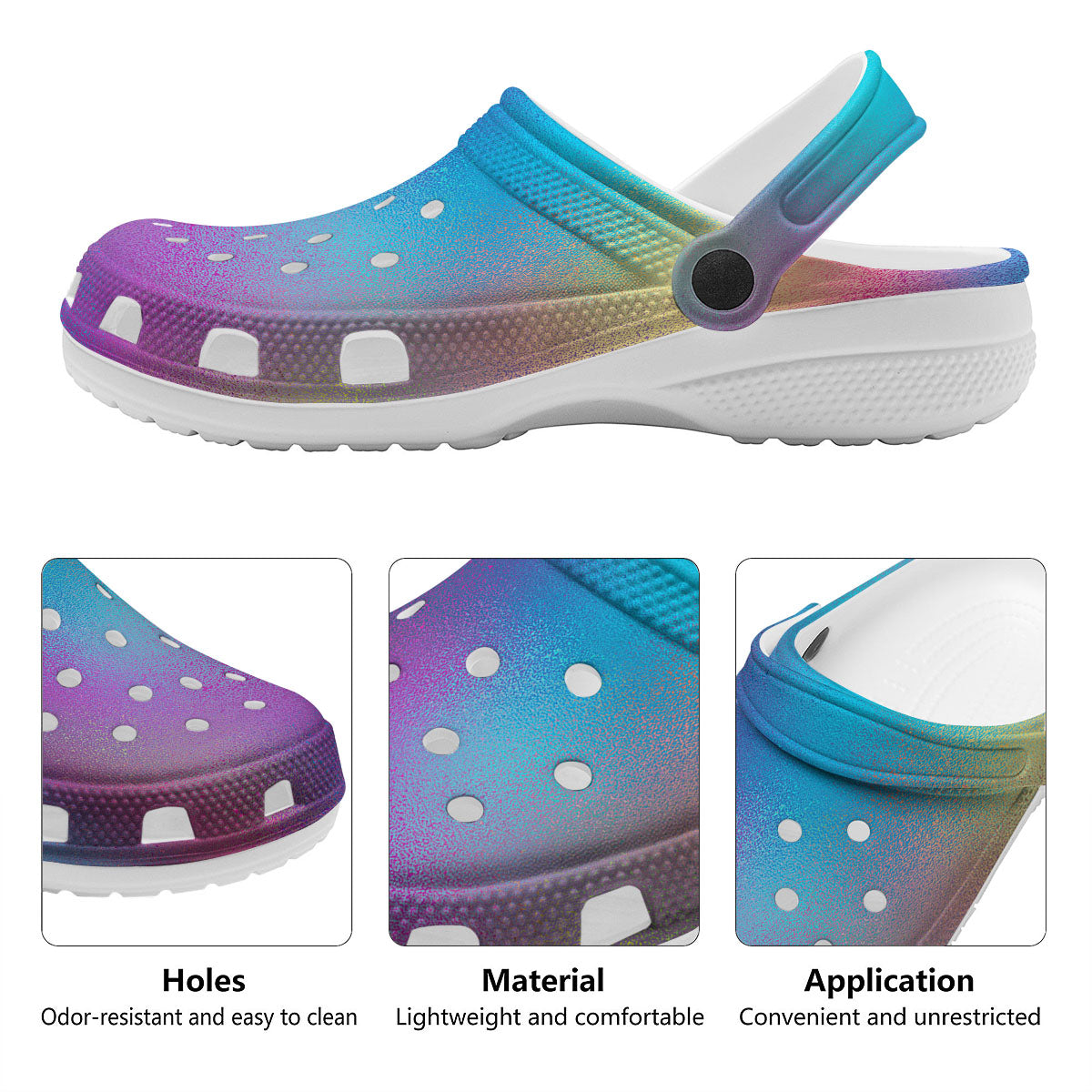 Texture Holographic Print Clog-grizzshop