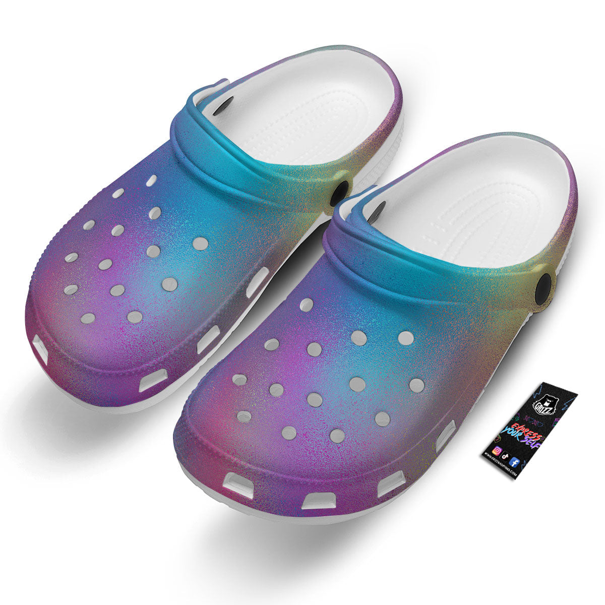 Texture Holographic Print Clog-grizzshop