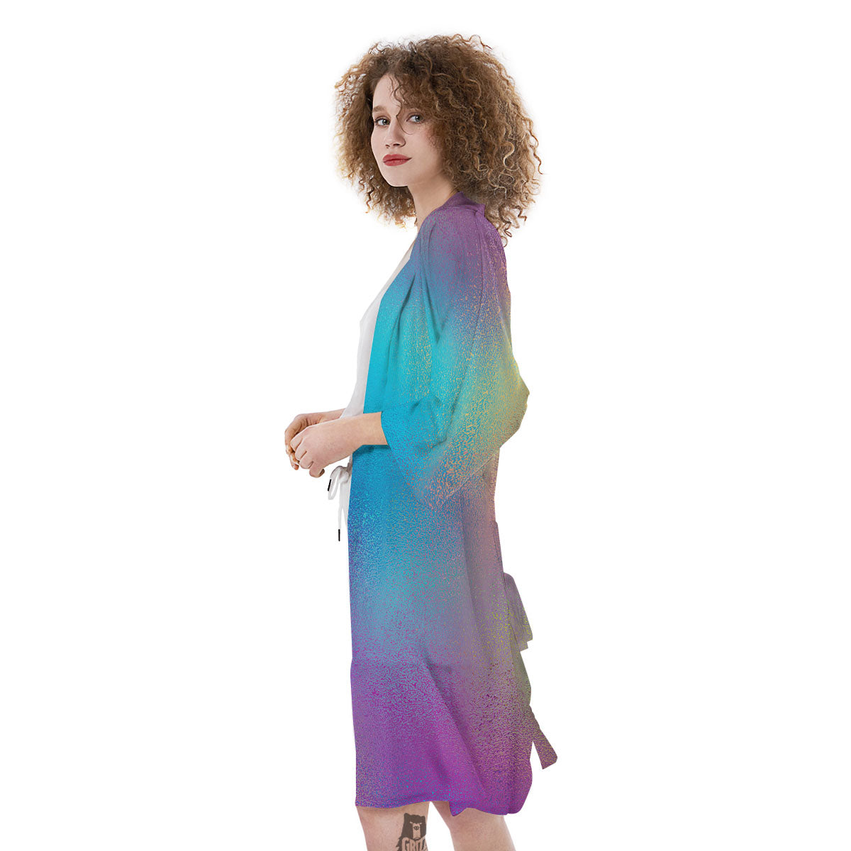 Texture Holographic Print Kimono-grizzshop