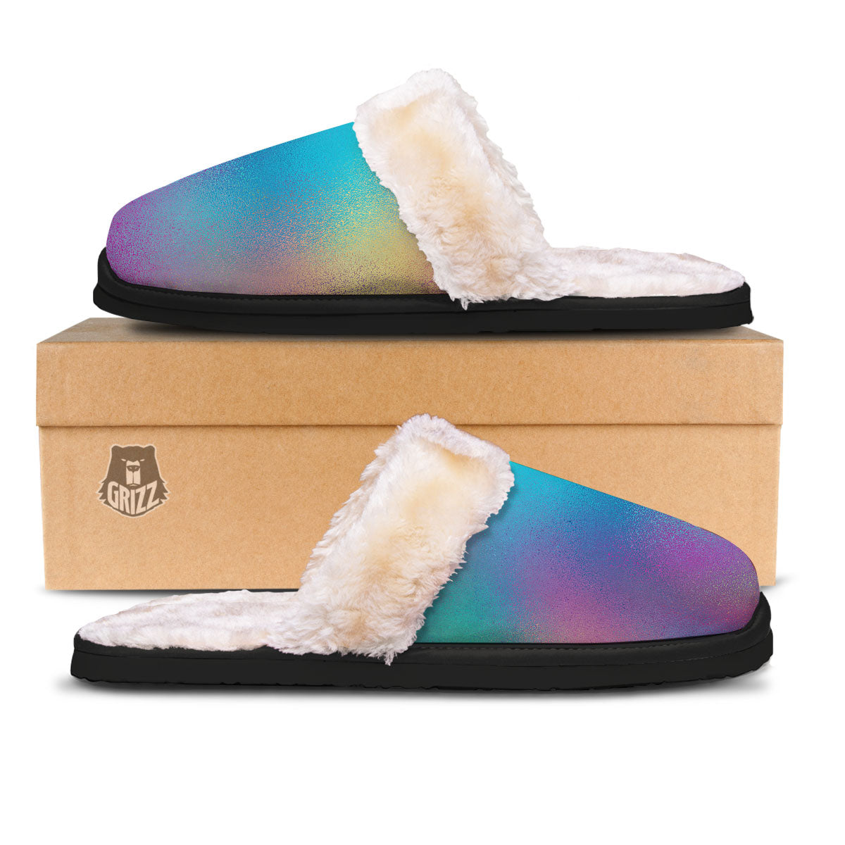 Texture Holographic Print Slippers-grizzshop