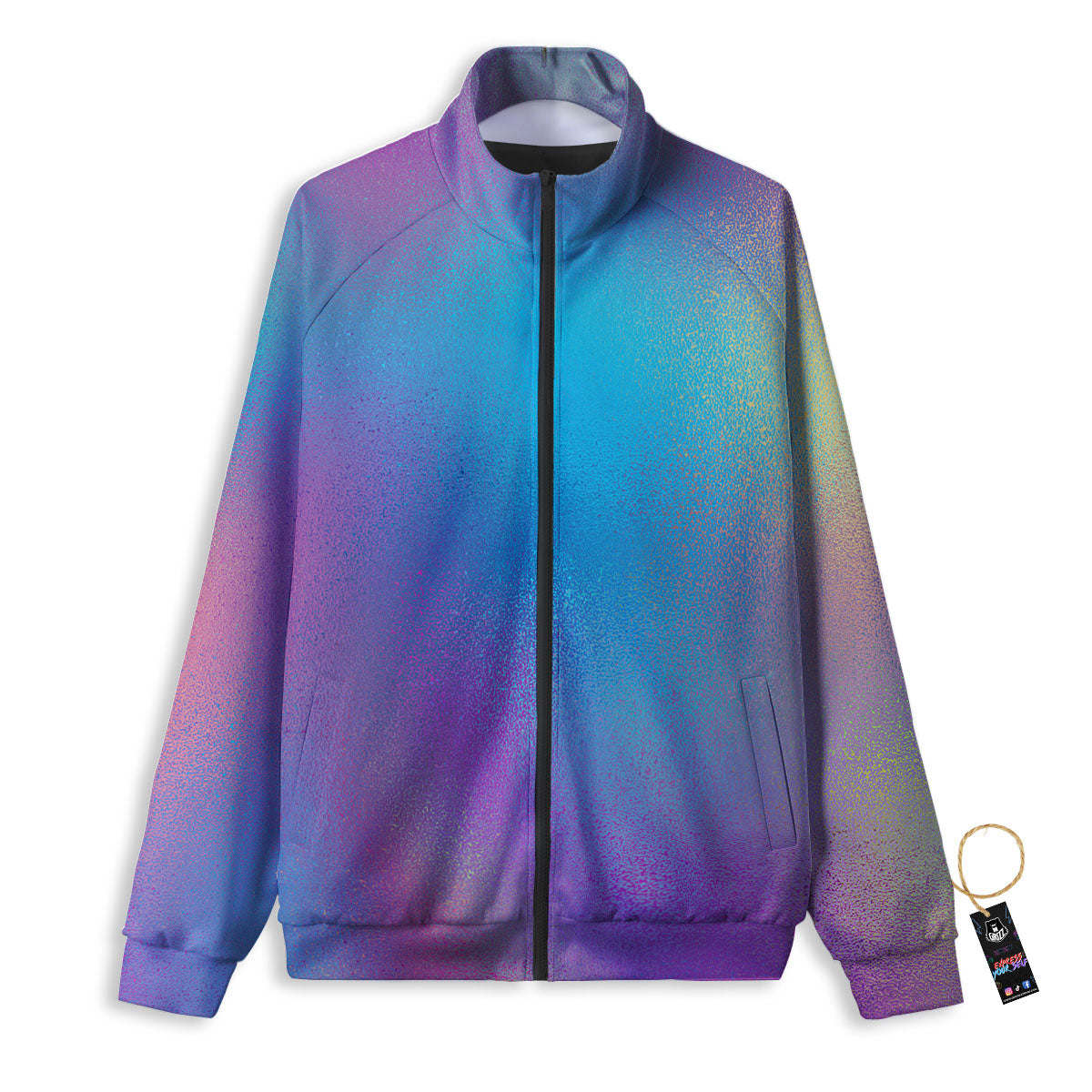 Texture Holographic Print Track Jacket-grizzshop