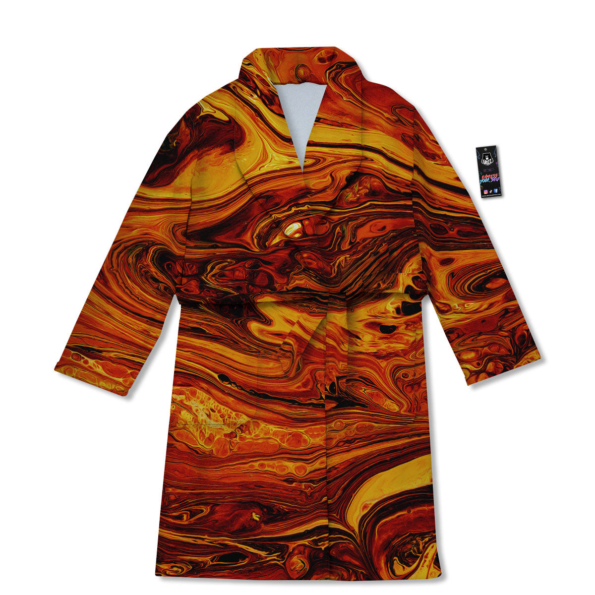 Texture Lava Print Bathrobe-grizzshop