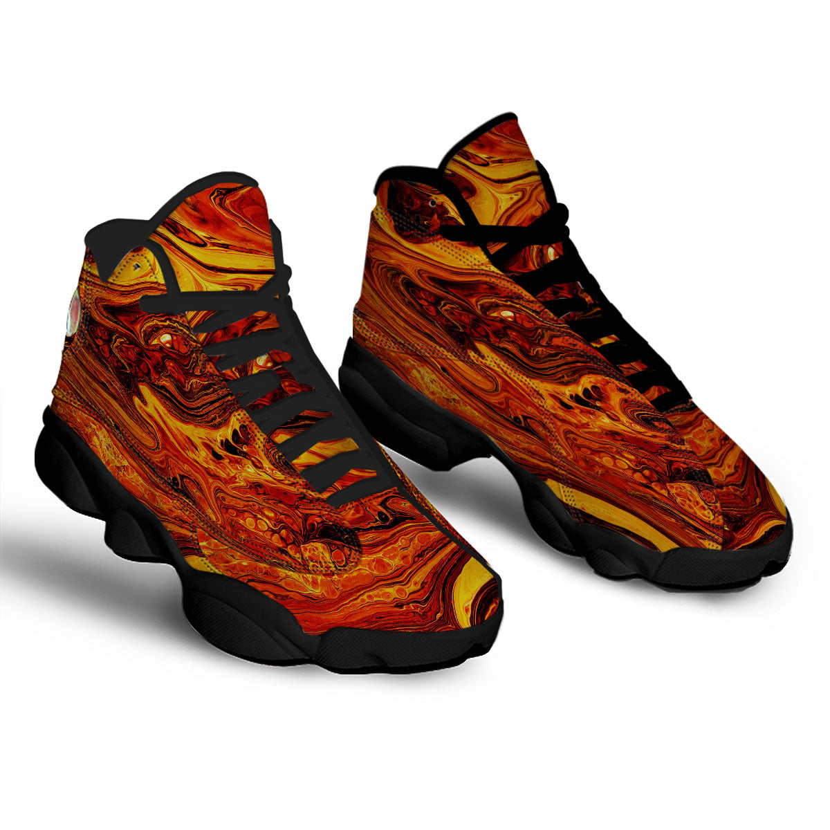Texture Lava Print Black Basketball Shoes-grizzshop