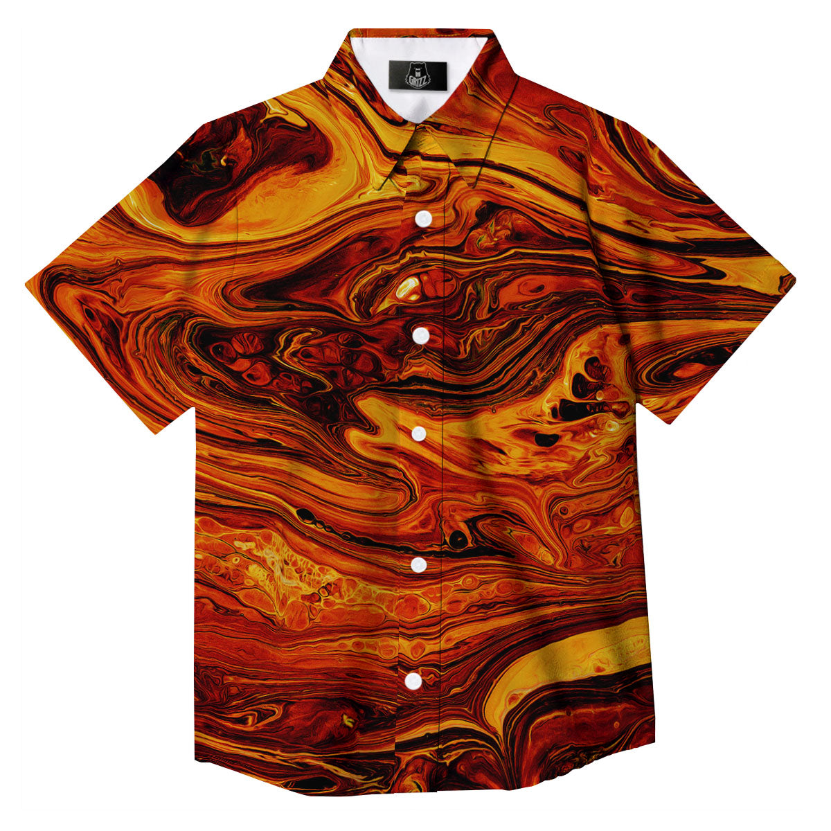 Texture Lava Print Button Up Shirt-grizzshop