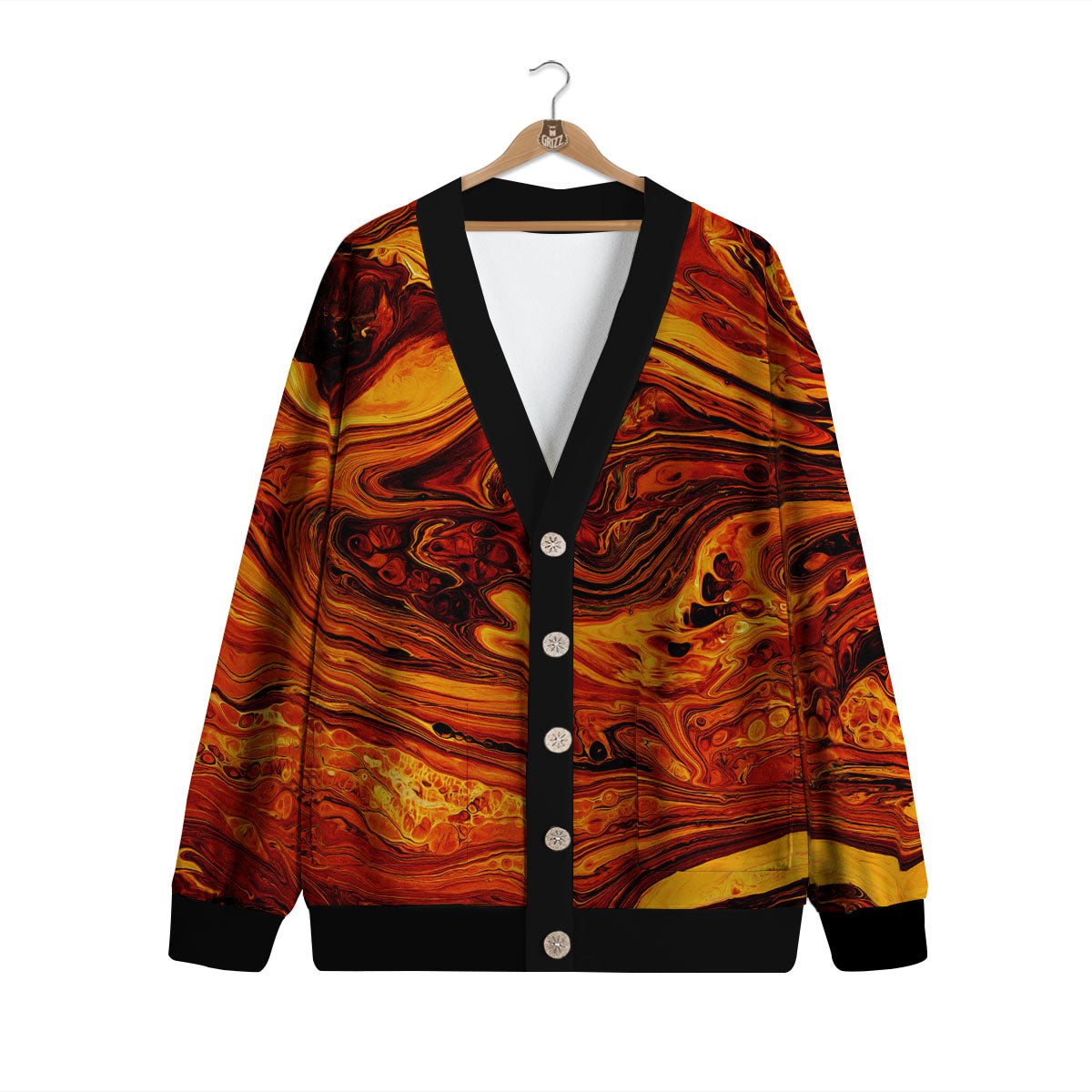 Texture Lava Print Cardigan-grizzshop