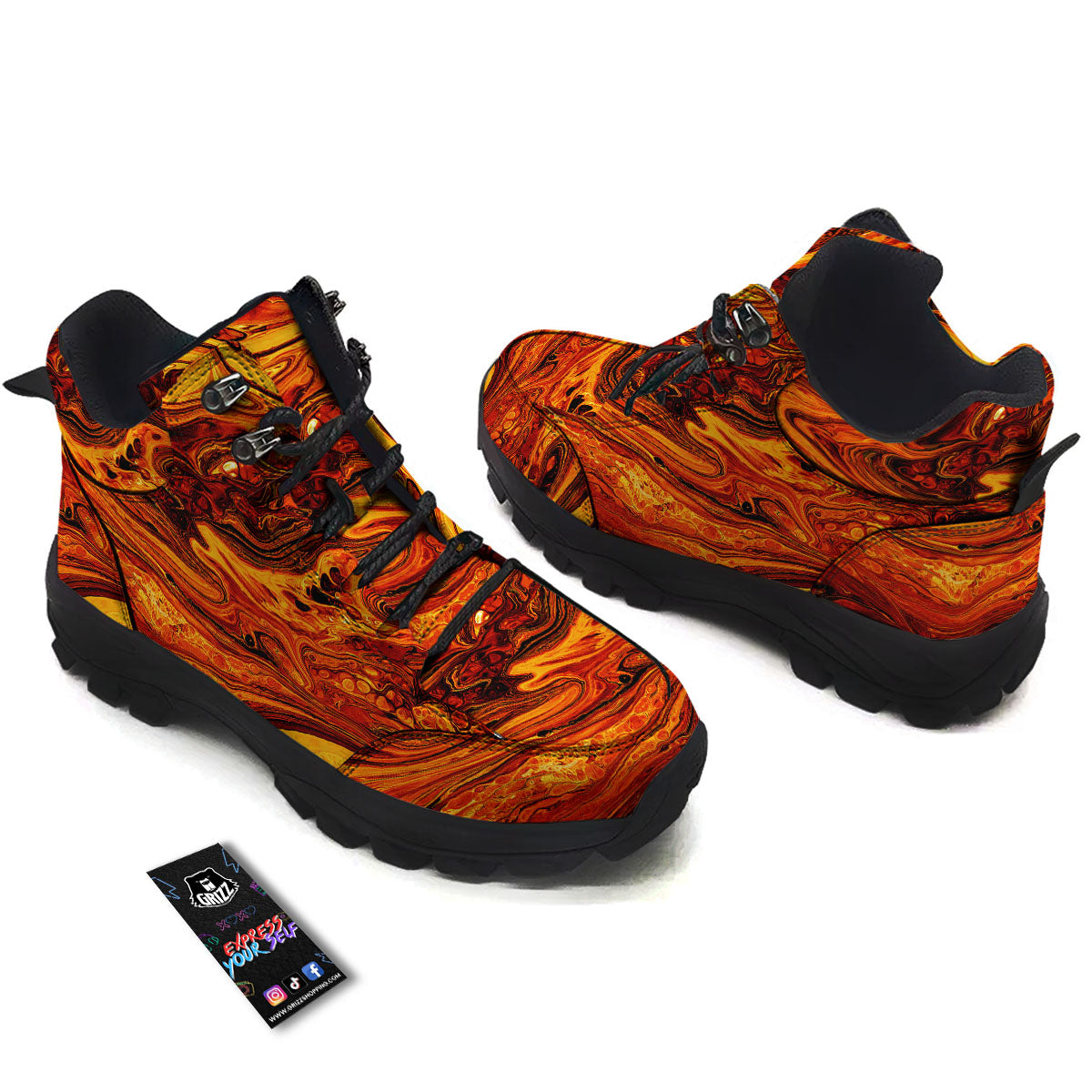 Texture Lava Print Hiking Shoes-grizzshop