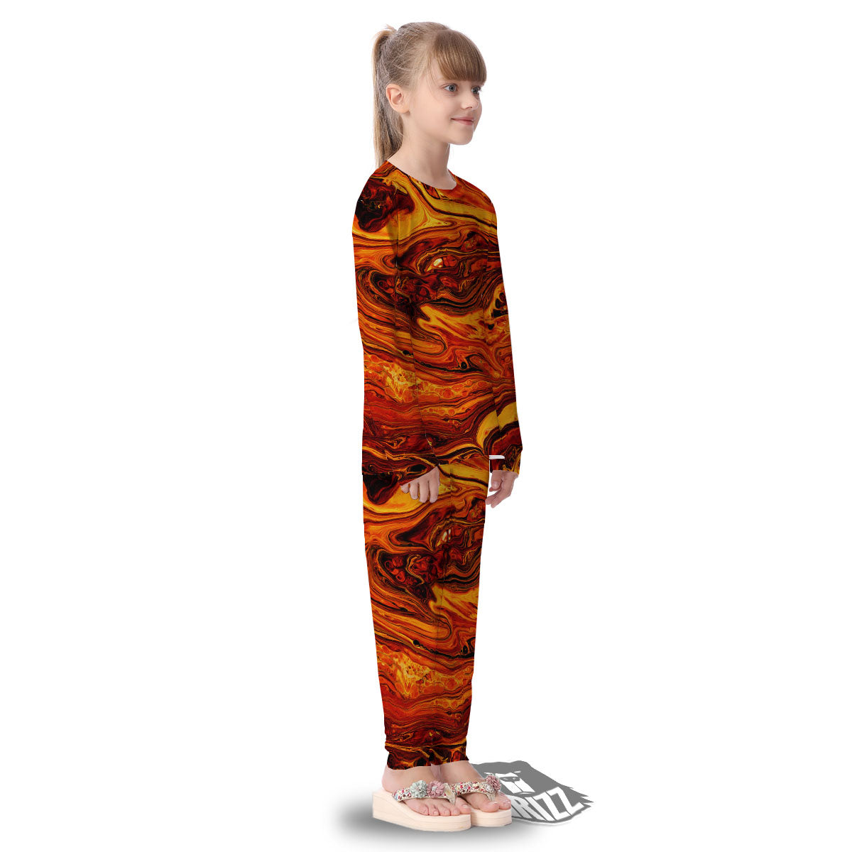 Texture Lava Print Kid's Pajamas-grizzshop