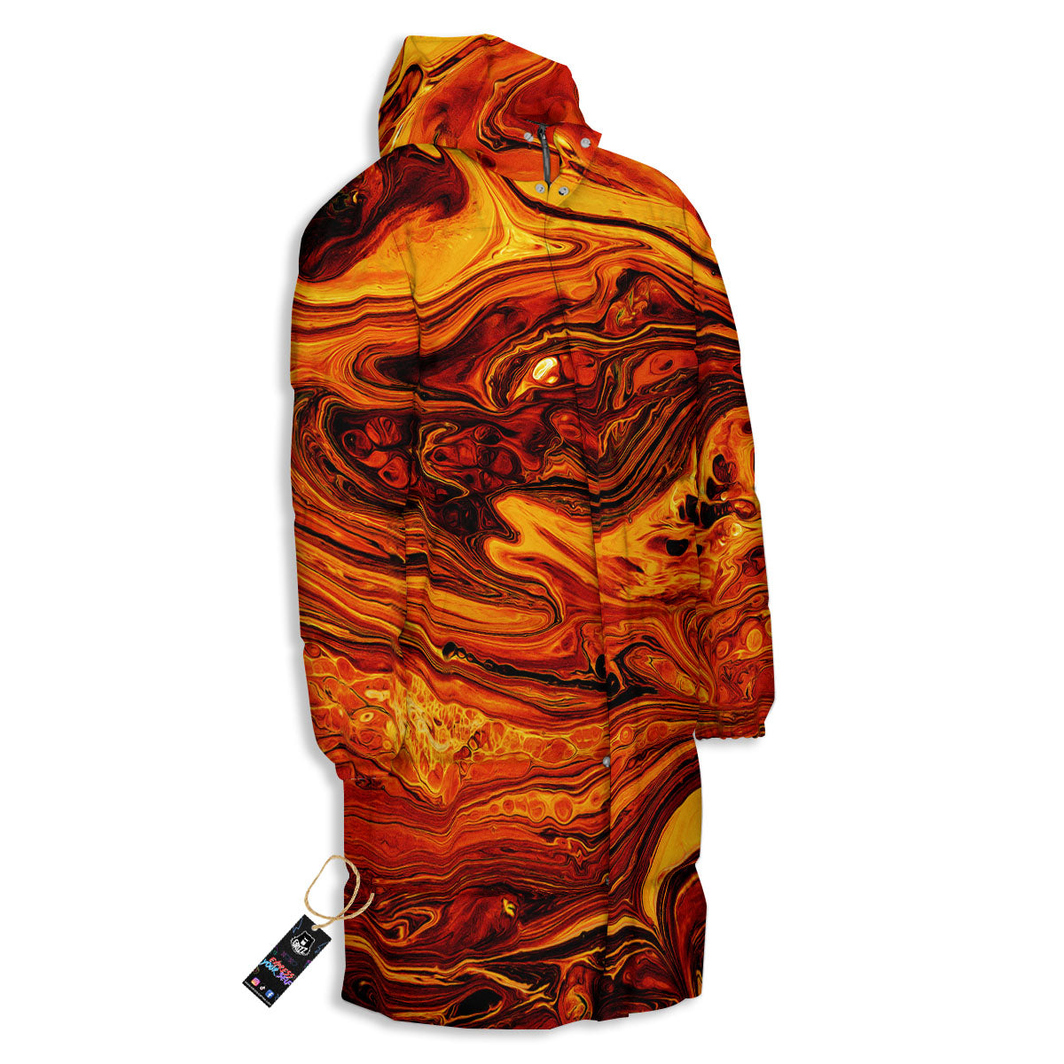 Texture Lava Print Long Down Jacket-grizzshop